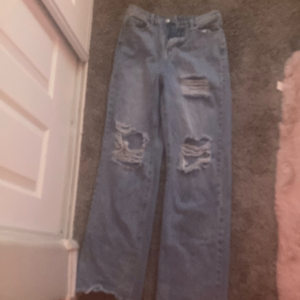 Cut baggy jeans